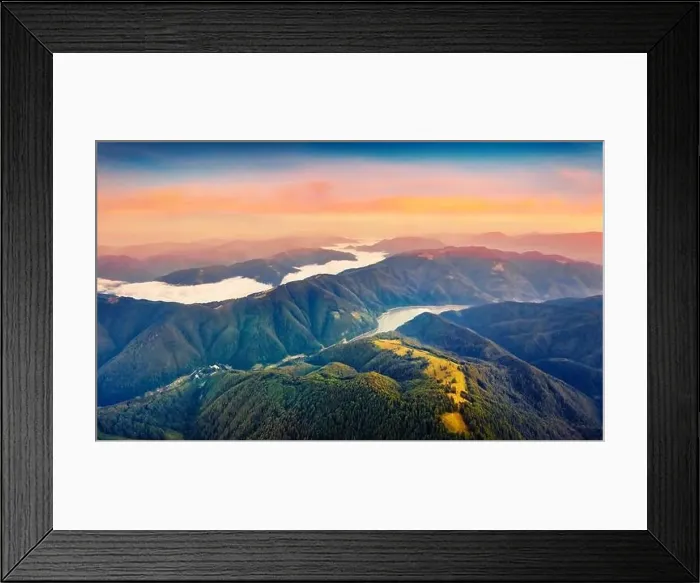 Framed Print : Aerial landscape photography. Fantastic summer sunset on Tereblia-Ristke Reservoir Framed Print : Aerial landscape photography. Fantastic summer sunset on Tereblia-Ristke Reservoir
