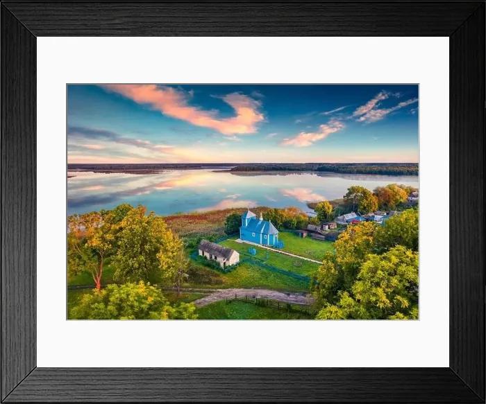 Framed Print : Aerial landscape photography. Captivating summer view from flying drone of Svyato-Symeonivsʹka church Framed Print : Aerial landscape photography. Captivating summer view from flying drone of Svyato-Symeonivsʹka church