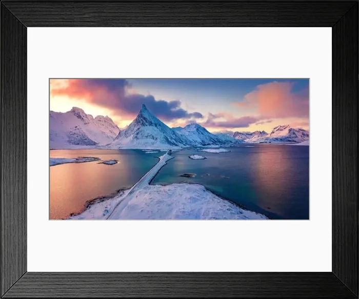 Framed Print : Amazing view from flying drone of Lofoten Islands Framed Print : Amazing view from flying drone of Lofoten Islands