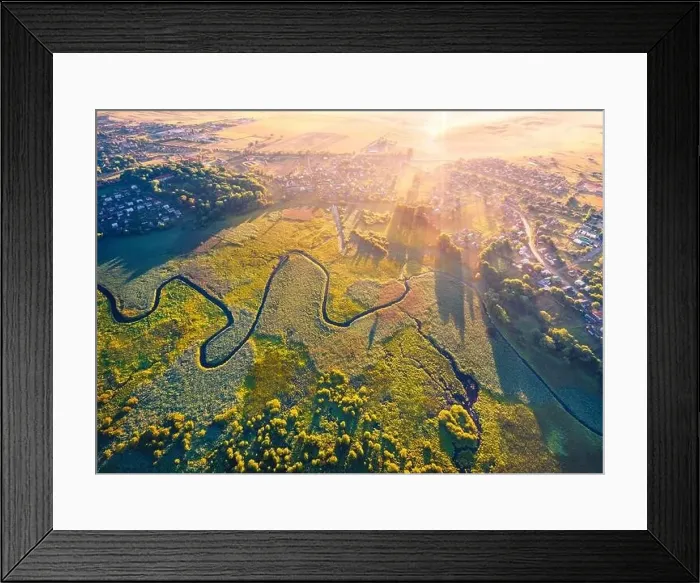 Framed Print : Aerial landscape photography. Colorful summer view of flooded valley Framed Print : Aerial landscape photography. Colorful summer view of flooded valley