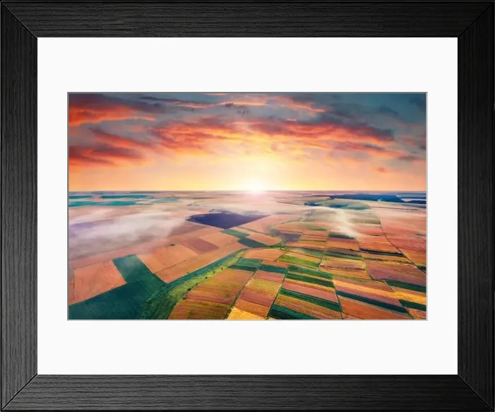 Framed Print : Aerial summer view from flying drone of fields of wheat Framed Print : Aerial summer view from flying drone of fields of wheat