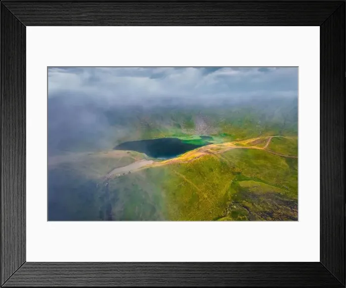 Framed Print : Aerial landscape photography. Foggy summer scene of popular tourist destination - Dohaska lake Framed Print : Aerial landscape photography. Foggy summer scene of popular tourist destination - Dohaska lake