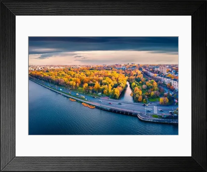 Framed Print : Colorful autumn cityscape of Ternopil town Framed Print : Colorful autumn cityscape of Ternopil town