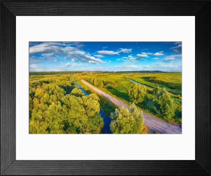 Framed Print : Aerial landscape photography. Amazing summer view of Seret river Framed Print : Aerial landscape photography. Amazing summer view of Seret river
