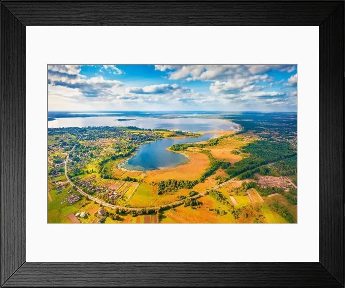 Framed Print : Astonishing summer view from flying drone of Svityaz Lake Framed Print : Astonishing summer view from flying drone of Svityaz Lake