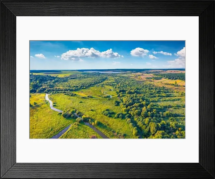 Framed Print : Aerial summer view of Seret river