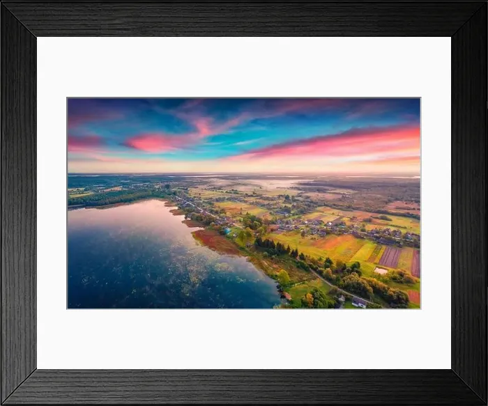 Framed Print : Aerial landscape photography. Stunning view from flying drone of Ostrivianske Lake Framed Print : Aerial landscape photography. Stunning view from flying drone of Ostrivianske Lake