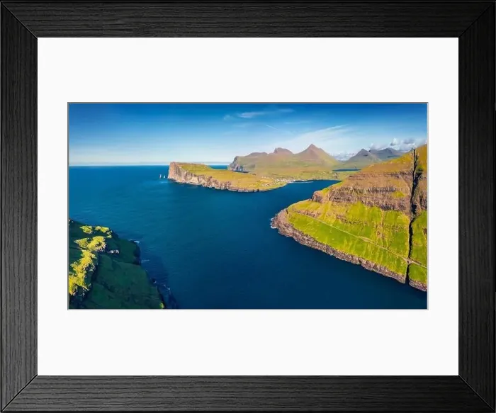 Framed Print : Aerial landscape photography. Picturesque summer view from flying drone of Eidiskollur cliffs Framed Print : Aerial landscape photography. Picturesque summer view from flying drone of Eidiskollur cliffs
