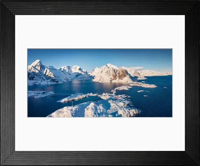 Framed Print : Aerial landscape photography. Sunny morning view from flying drone of Hamnoy Framed Print : Aerial landscape photography. Sunny morning view from flying drone of Hamnoy