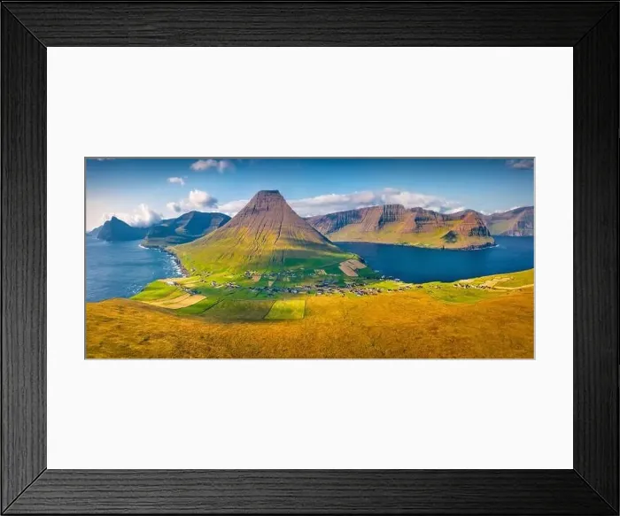 Framed Print : Panoramic summer view from flying droneof Vidareidi Kirkja Framed Print : Panoramic summer view from flying droneof Vidareidi Kirkja