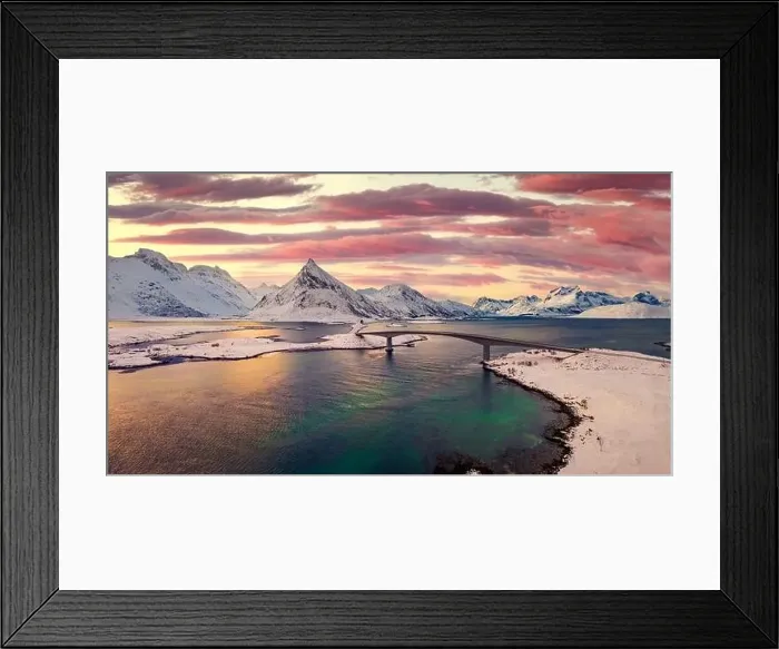 Framed Print : Aerial landscape photography. Fantastic winter sunrise on Norway Framed Print : Aerial landscape photography. Fantastic winter sunrise on Norway