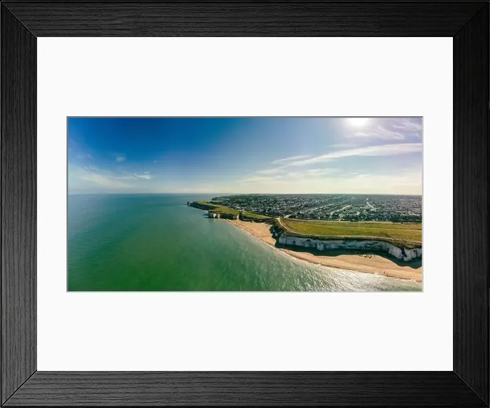 Framed Print : Drone aerial view of the beach and white cliffs, Botany Bay, England, UK Framed Print : Drone aerial view of the beach and white cliffs, Botany Bay, England, UK