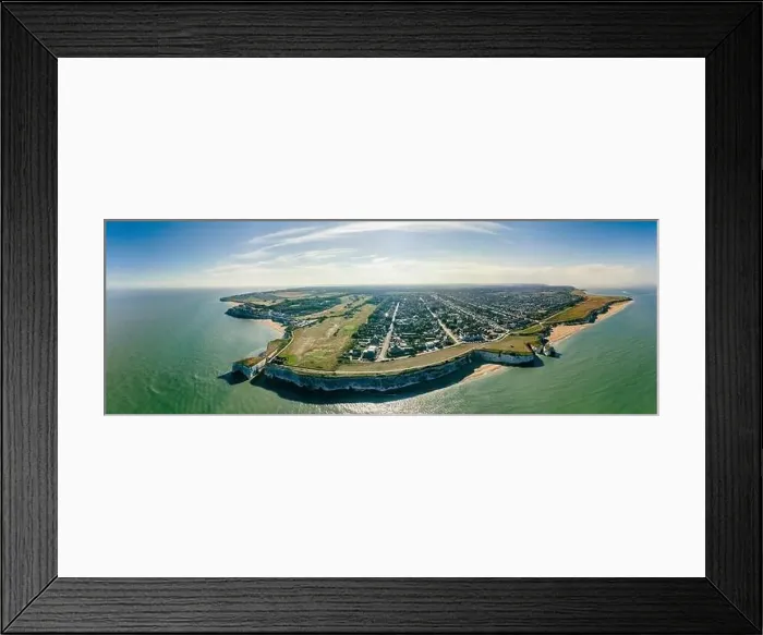 Framed Print : Drone aerial view of the beach and white cliffs, Botany Bay, England, UK Framed Print : Drone aerial view of the beach and white cliffs, Botany Bay, England, UK