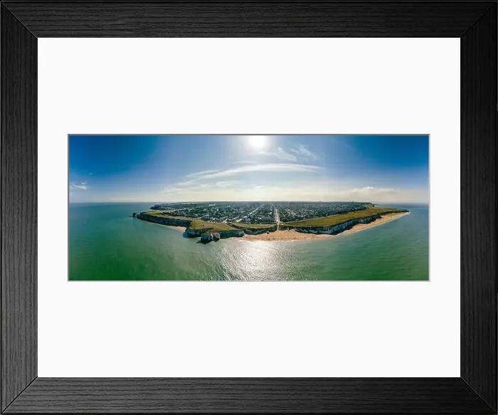Framed Print : Drone aerial view of the beach and white cliffs, Botany Bay, England, UK Framed Print : Drone aerial view of the beach and white cliffs, Botany Bay, England, UK