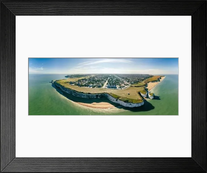 Framed Print : Drone aerial view of the beach and white cliffs, Botany Bay, England, UK Framed Print : Drone aerial view of the beach and white cliffs, Botany Bay, England, UK