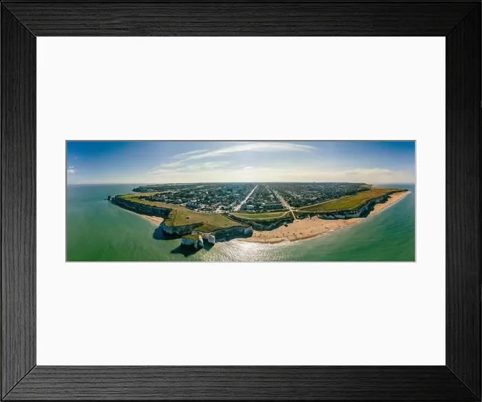Framed Print : Drone aerial view of the beach and white cliffs, Botany Bay, England, UK Framed Print : Drone aerial view of the beach and white cliffs, Botany Bay, England, UK