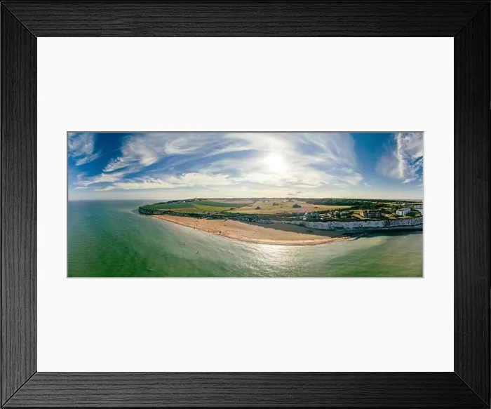 Framed Print : Drone aerial view of the beach and white cliffs, Botany Bay, England, UK Framed Print : Drone aerial view of the beach and white cliffs, Botany Bay, England, UK