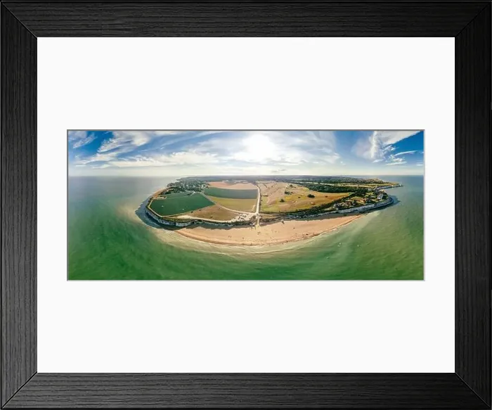 Framed Print : Drone aerial view of the beach and white cliffs, Botany Bay, England, UK Framed Print : Drone aerial view of the beach and white cliffs, Botany Bay, England, UK