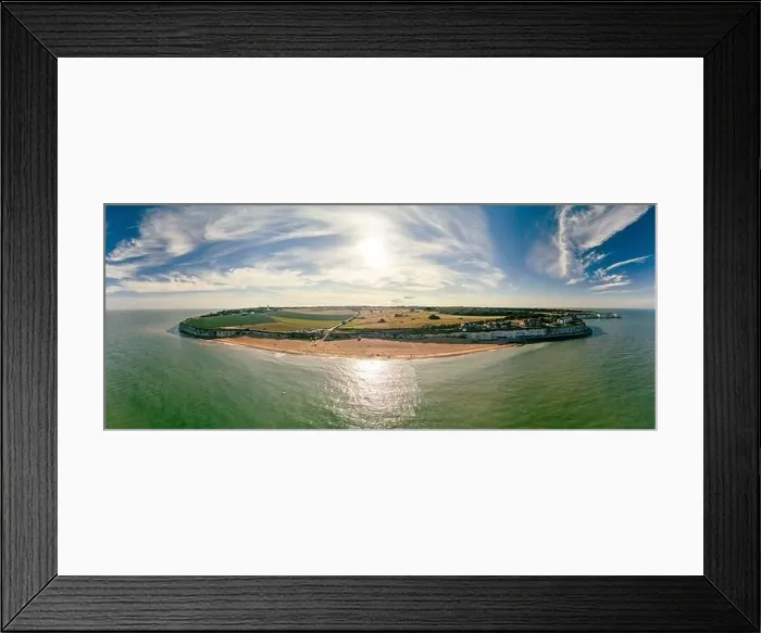 Framed Print : Drone aerial view of the beach and white cliffs, Botany Bay, England, UK Framed Print : Drone aerial view of the beach and white cliffs, Botany Bay, England, UK