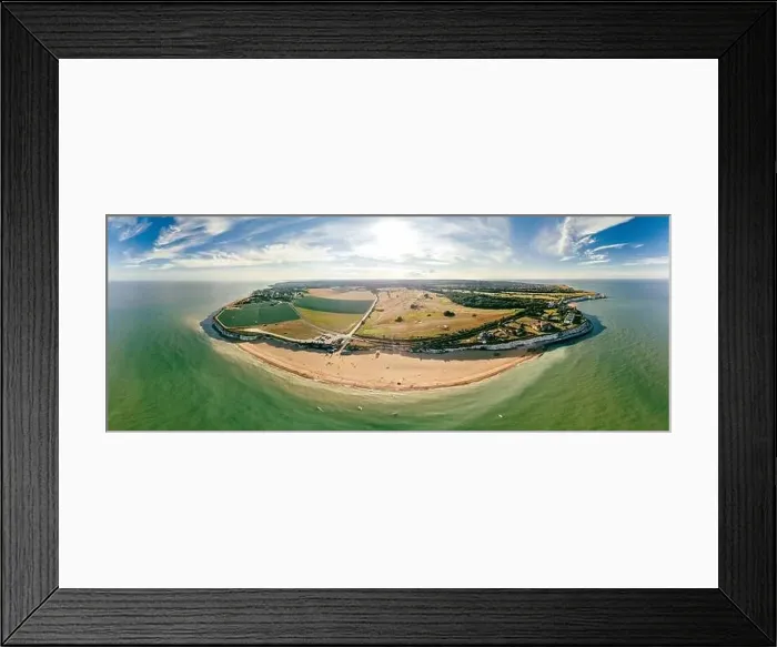 Framed Print : Drone aerial view of the beach and white cliffs, Botany Bay, England, UK Framed Print : Drone aerial view of the beach and white cliffs, Botany Bay, England, UK