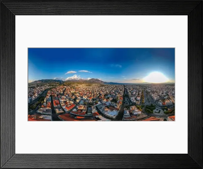 Framed Print : Aerial 360 view over the center of Kalamata city, Greece. Aerial photography over Messenia, Greece, Europe Framed Print : Aerial 360 view over the center of Kalamata city, Greece. Aerial photography over Messenia, Greece, Europe