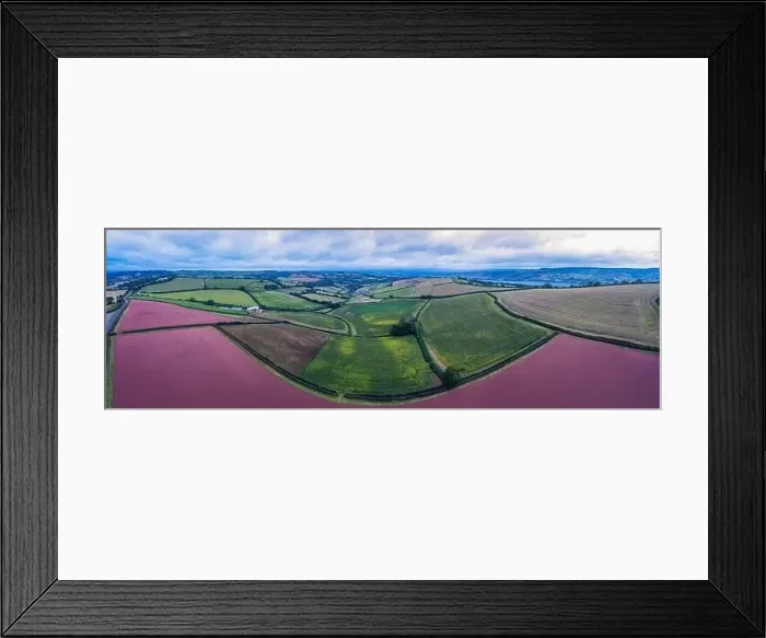 Framed Print : Villages and Fields over Labrador Bay and River Teign from a drone, Devon, England, Europe Framed Print : Villages and Fields over Labrador Bay and River Teign from a drone, Devon, England, Europe