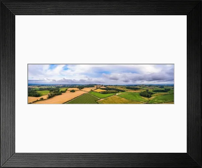 Framed Print : Villages and Fields over Labrador Bay and River Teign from a drone, Devon, England, Europe Framed Print : Villages and Fields over Labrador Bay and River Teign from a drone, Devon, England, Europe