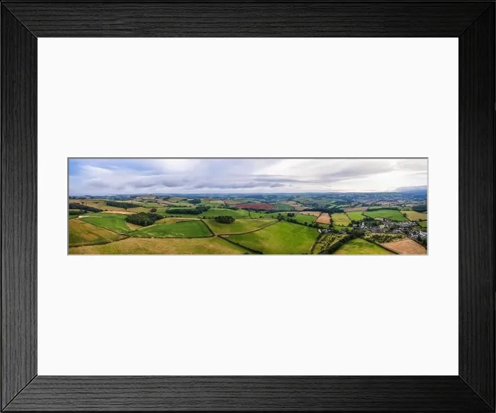 Framed Print : Villages and Fields over Labrador Bay and River Teign from a drone, Devon, England, Europe Framed Print : Villages and Fields over Labrador Bay and River Teign from a drone, Devon, England, Europe