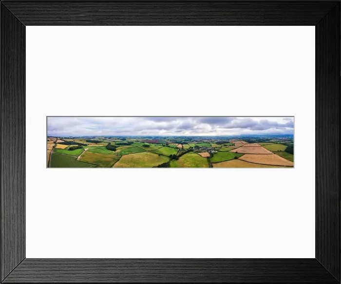 Framed Print : Villages and Fields over Labrador Bay and River Teign from a drone, Devon, England, Europe Framed Print : Villages and Fields over Labrador Bay and River Teign from a drone, Devon, England, Europe