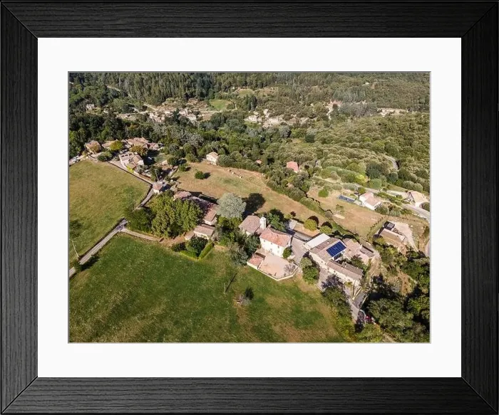 Framed Print : Aerial view of the village of Soudorgues in the Cevennes mountains (South of Massif Central, France) Framed Print : Aerial view of the village of Soudorgues in the Cevennes mountains (South of Massif Central, France)