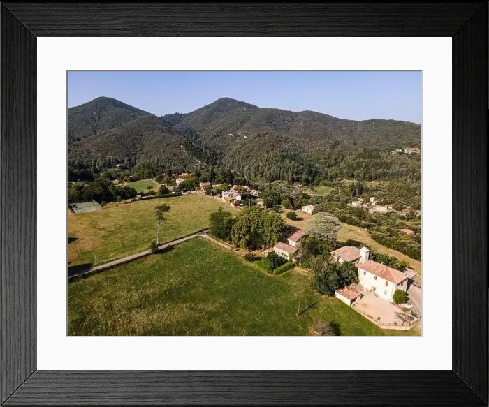 Framed Print : Aerial view of the village of Soudorgues in the Cevennes mountains (South of Massif Central, France) Framed Print : Aerial view of the village of Soudorgues in the Cevennes mountains (South of Massif Central, France)