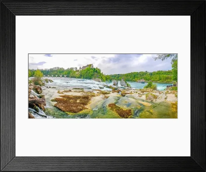 Framed Print : Rhine Falls Europes largest waterfall in plain in Neuhausen am Rheinfall Canton Schaffhausen Switzerland panorama view Framed Print : Rhine Falls Europes largest waterfall in plain in Neuhausen am Rheinfall Canton Schaffhausen Switzerland panorama view