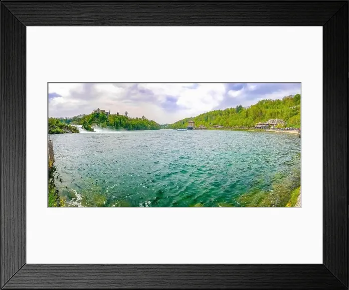 Framed Print : Rhine Falls Europes largest waterfall in plain in Neuhausen am Rheinfall Canton Schaffhausen Switzerland panorama view Framed Print : Rhine Falls Europes largest waterfall in plain in Neuhausen am Rheinfall Canton Schaffhausen Switzerland panorama view
