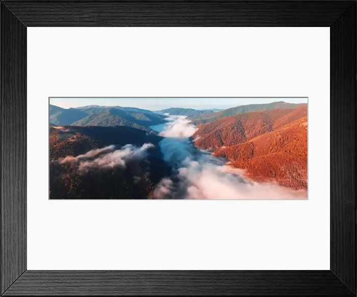 Framed Print : Amazing morning fog in the autumn mountains Framed Print : Amazing morning fog in the autumn mountains