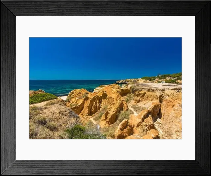 Framed Print : Aerial panoramic view of amazing Praia dos Paradinha beach, Albufeira, Algarve, Portugal Framed Print : Aerial panoramic view of amazing Praia dos Paradinha beach, Albufeira, Algarve, Portugal