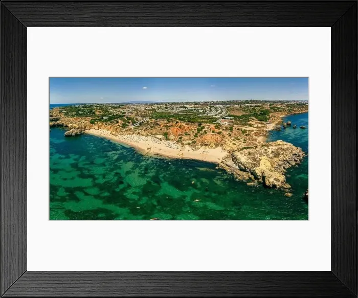 Framed Print : Aerial panoramic view of amazing Praia dos Paradinha beach, Albufeira, Algarve, Portugal Framed Print : Aerial panoramic view of amazing Praia dos Paradinha beach, Albufeira, Algarve, Portugal