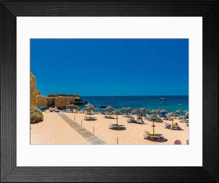 Framed Print : Panoramic aerial drone view of popular Praia do Castelo beach, Albufeira, Algarve, Portugal Framed Print : Panoramic aerial drone view of popular Praia do Castelo beach, Albufeira, Algarve, Portugal