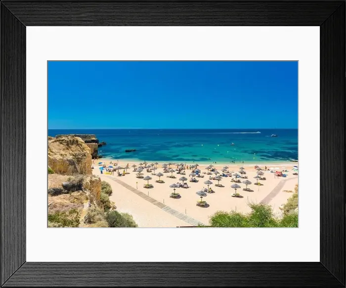 Framed Print : Panoramic aerial drone view of popular Praia do Castelo beach, Albufeira, Algarve, Portugal Framed Print : Panoramic aerial drone view of popular Praia do Castelo beach, Albufeira, Algarve, Portugal