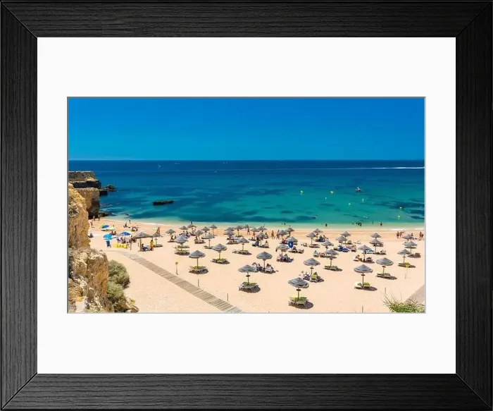Framed Print : Panoramic aerial drone view of popular Praia do Castelo beach, Albufeira, Algarve, Portugal Framed Print : Panoramic aerial drone view of popular Praia do Castelo beach, Albufeira, Algarve, Portugal