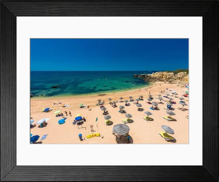 Framed Print : Panoramic aerial drone view of popular Praia do Castelo beach, Albufeira, Algarve, Portugal Framed Print : Panoramic aerial drone view of popular Praia do Castelo beach, Albufeira, Algarve, Portugal