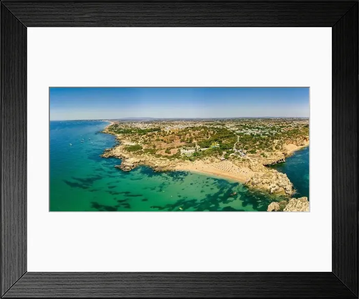 Framed Print : Panoramic aerial drone view of popular Praia do Castelo beach, Albufeira, Algarve, Portugal Framed Print : Panoramic aerial drone view of popular Praia do Castelo beach, Albufeira, Algarve, Portugal
