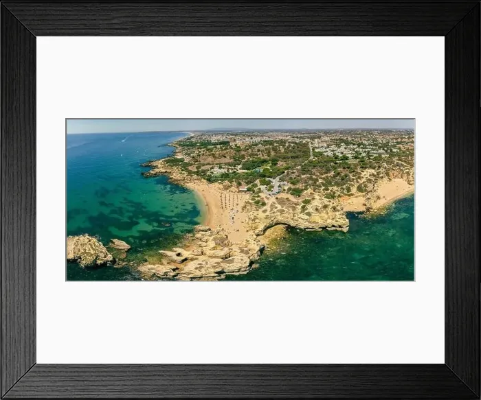Framed Print : Panoramic aerial drone view of popular Praia do Castelo beach, Albufeira, Algarve, Portugal Framed Print : Panoramic aerial drone view of popular Praia do Castelo beach, Albufeira, Algarve, Portugal
