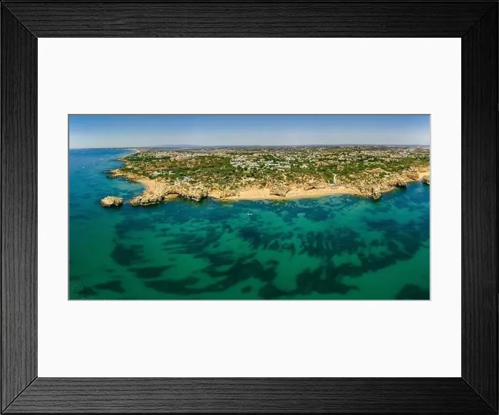 Framed Print : Panoramic aerial drone view of popular Praia do Castelo beach, Albufeira, Algarve, Portugal Framed Print : Panoramic aerial drone view of popular Praia do Castelo beach, Albufeira, Algarve, Portugal