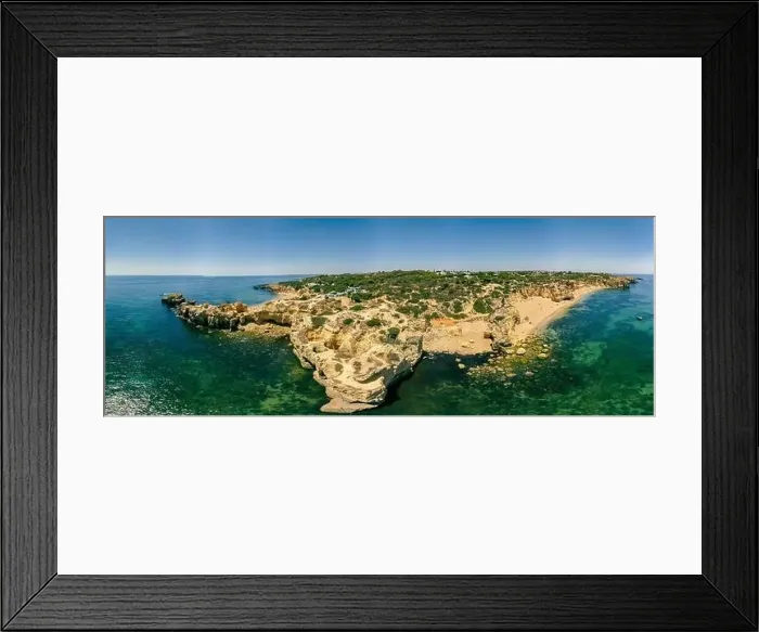 Framed Print : Panoramic aerial drone view of popular Praia do Castelo beach, Albufeira, Algarve, Portugal Framed Print : Panoramic aerial drone view of popular Praia do Castelo beach, Albufeira, Algarve, Portugal