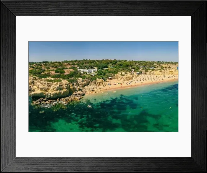 Framed Print : Panoramic aerial drone view of popular Praia do Castelo beach, Albufeira, Algarve, Portugal Framed Print : Panoramic aerial drone view of popular Praia do Castelo beach, Albufeira, Algarve, Portugal