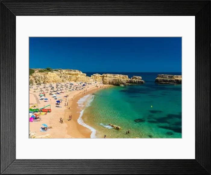 Framed Print : Panoramic aerial drone view of popular Praia do Castelo beach, Albufeira, Algarve, Portugal Framed Print : Panoramic aerial drone view of popular Praia do Castelo beach, Albufeira, Algarve, Portugal