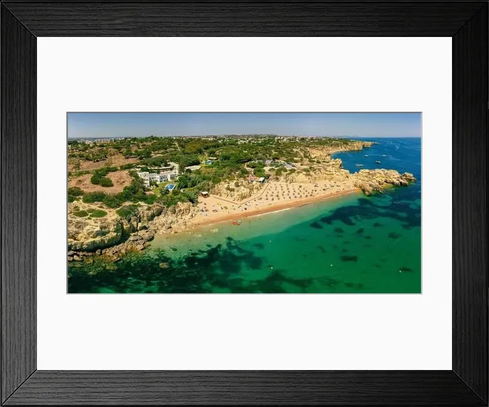 Framed Print : Panoramic aerial drone view of popular Praia do Castelo beach, Albufeira, Algarve, Portugal Framed Print : Panoramic aerial drone view of popular Praia do Castelo beach, Albufeira, Algarve, Portugal