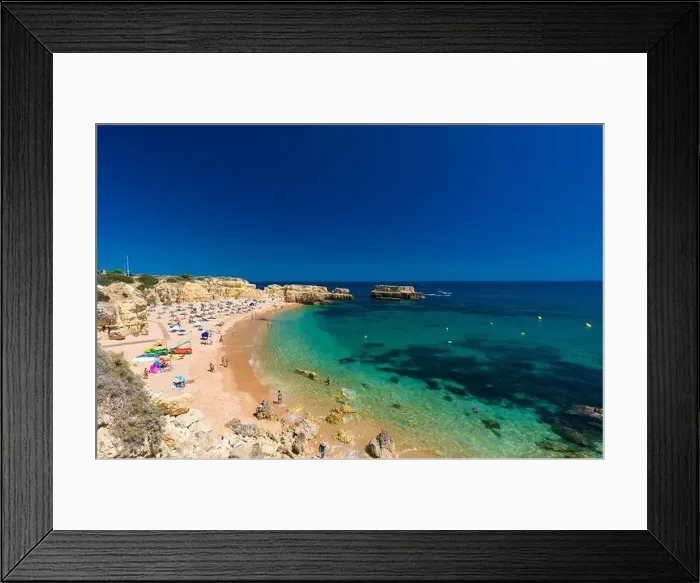 Framed Print : Panoramic aerial drone view of popular Praia do Castelo beach, Albufeira, Algarve, Portugal Framed Print : Panoramic aerial drone view of popular Praia do Castelo beach, Albufeira, Algarve, Portugal