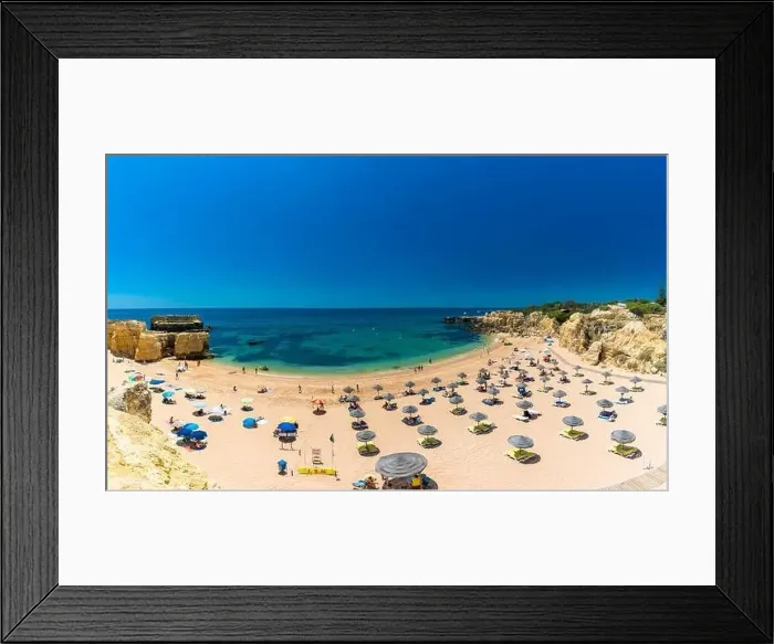 Framed Print : Panoramic aerial drone view of popular Praia do Castelo beach, Albufeira, Algarve, Portugal Framed Print : Panoramic aerial drone view of popular Praia do Castelo beach, Albufeira, Algarve, Portugal