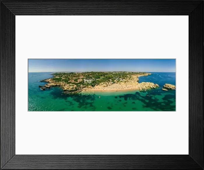 Framed Print : Panoramic aerial drone view of popular Praia do Castelo beach, Albufeira, Algarve, Portugal Framed Print : Panoramic aerial drone view of popular Praia do Castelo beach, Albufeira, Algarve, Portugal